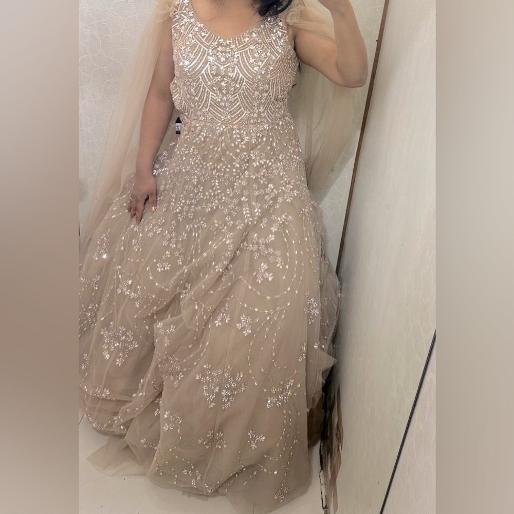 Gorgeous Beige Embellished Gown
